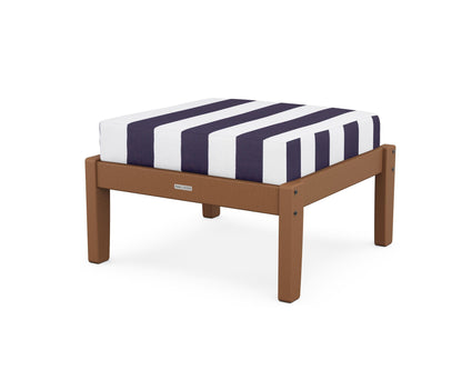 Martha Stewart by POLYWOOD® Chinoiserie Deep Seating Ottoman in Teak / Cabana Stripe Navy