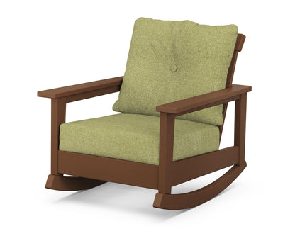 POLYWOOD® Prescott Deep Seating Rocking Chair in Teak / Chartreuse Boucle