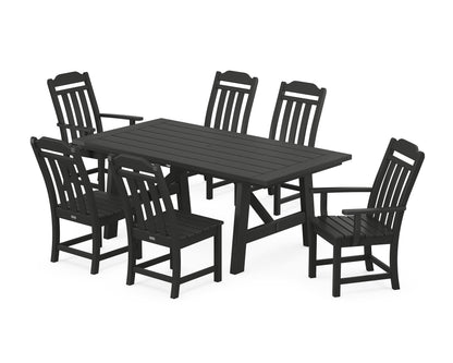 Country Living Cottage 7-Piece Rustic Farmhouse Dining Set in Black