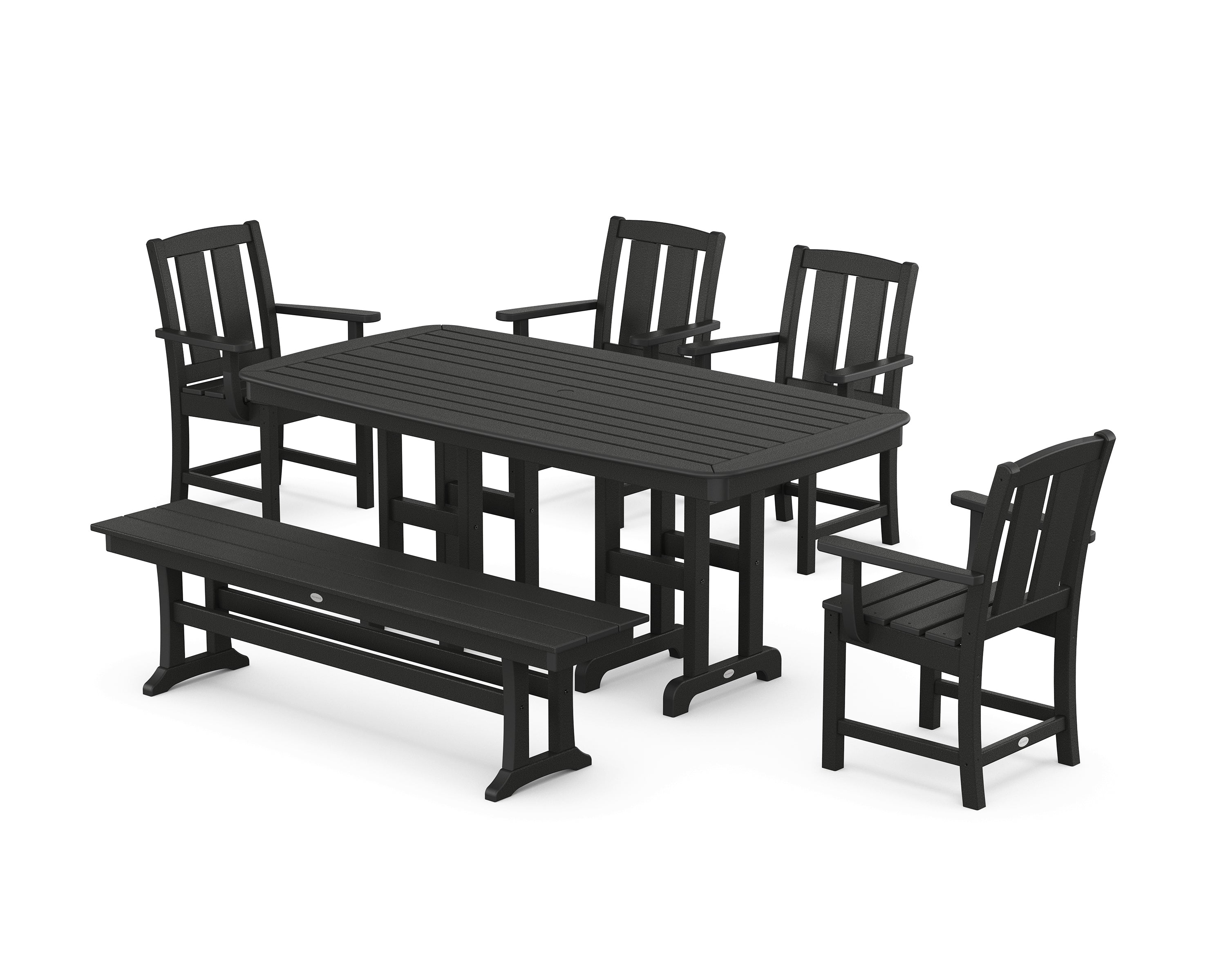 POLYWOOD® Mission 6-Piece Dining Set with Bench in Black