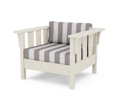 Martha Stewart by POLYWOOD® Acadia Deep Seating Chair in Sand / Cabana Stripe Grey Mist