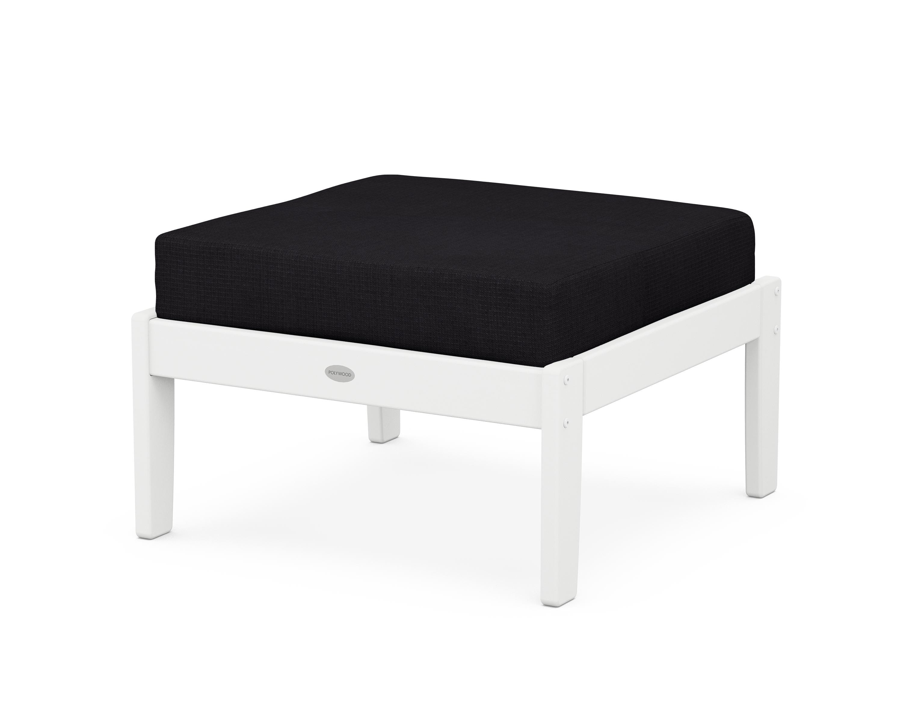 POLYWOOD® Braxton Deep Seating Ottoman in White / Midnight Linen