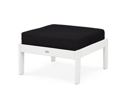 POLYWOOD® Braxton Deep Seating Ottoman in White / Midnight Linen
