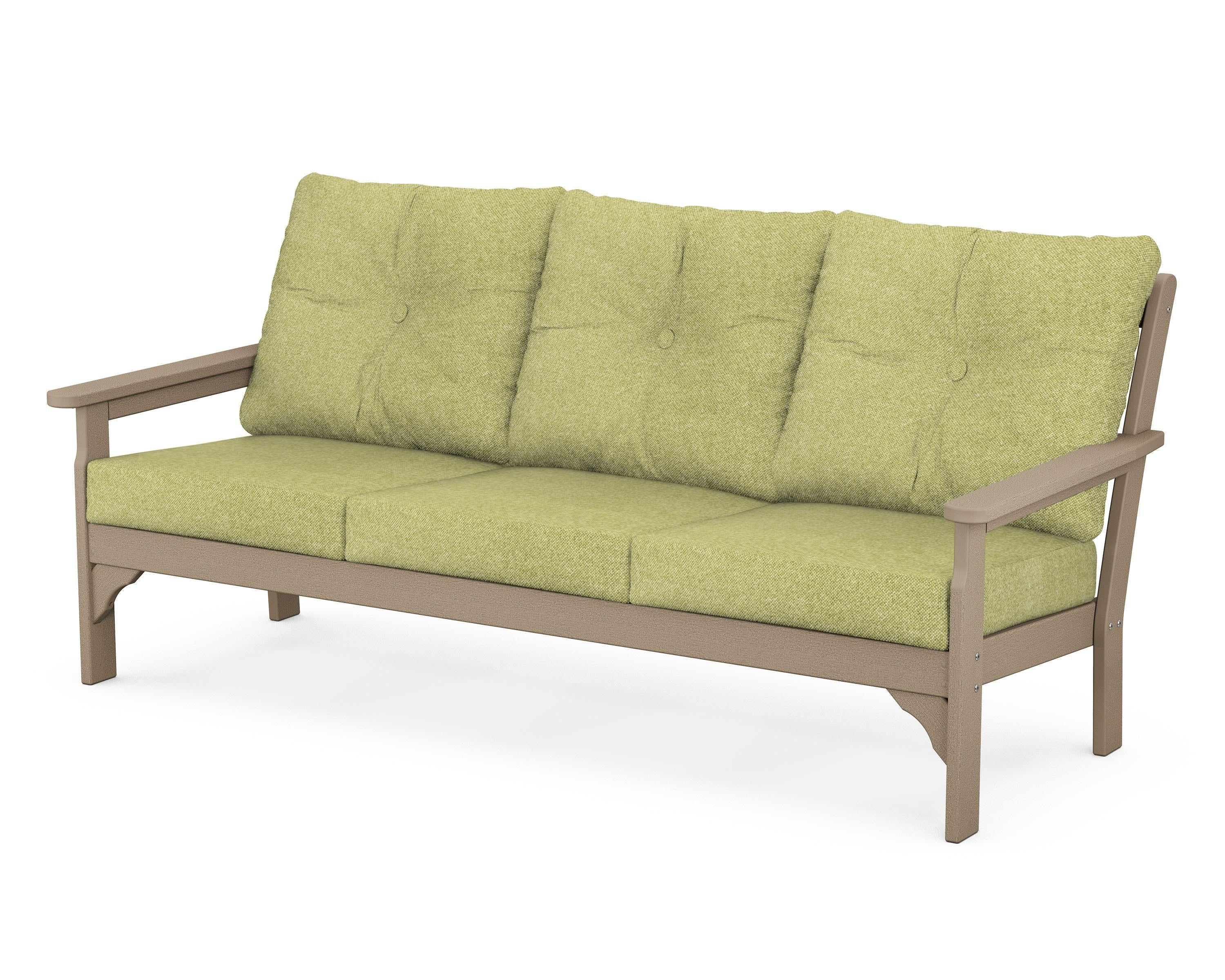 POLYWOOD® Vineyard Deep Seating Sofa in Vintage Sahara / Chartreuse Boucle