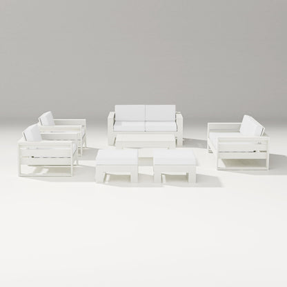 PW Designer Series Latitude 7-Piece Lounge Loveseat Set in Vintage White / Natural