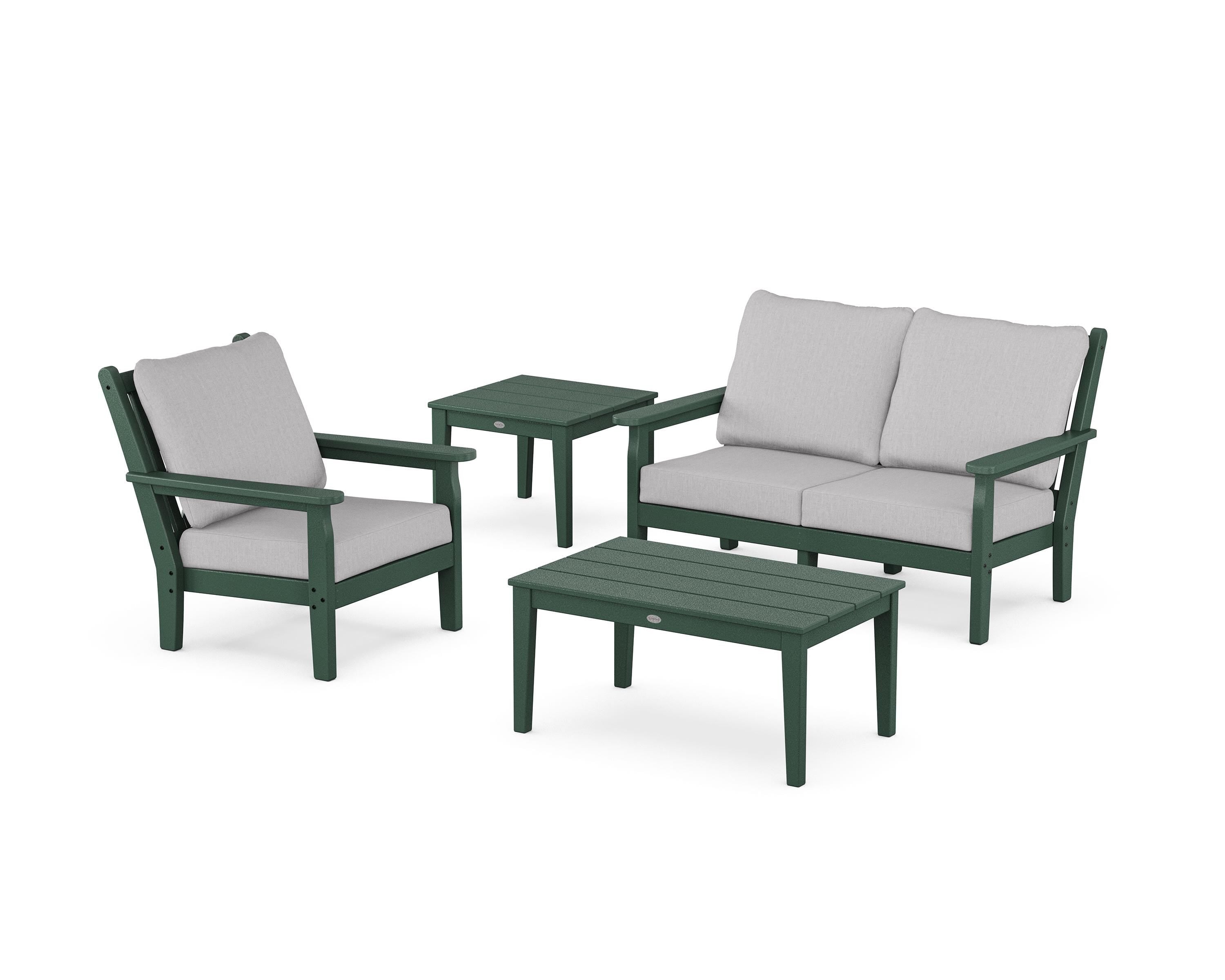POLYWOOD® Chippendale 4-Piece Deep Seating Set in Green / Granite
