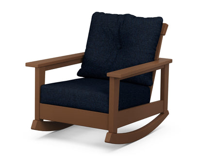 POLYWOOD® Prescott Deep Seating Rocking Chair in Teak / Marine Indigo