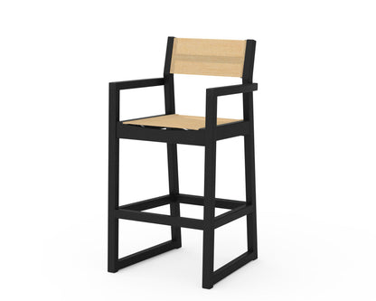 POLYWOOD® EDGE Sling Bar Arm Chair in Black / Dupioni Apricot Sling