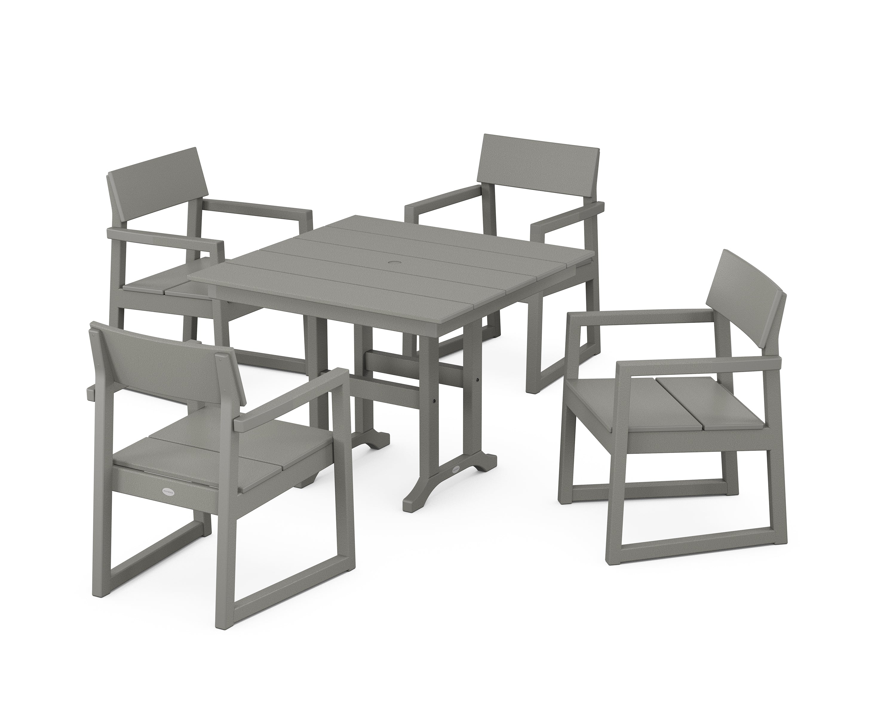 POLYWOOD® EDGE 5-Piece Farmhouse Dining Set in Slate Grey