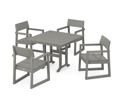 POLYWOOD® EDGE 5-Piece Farmhouse Dining Set in Slate Grey