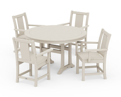POLYWOOD® Prairie 5-Piece Round Dining Set with Trestle Legs in Sand
