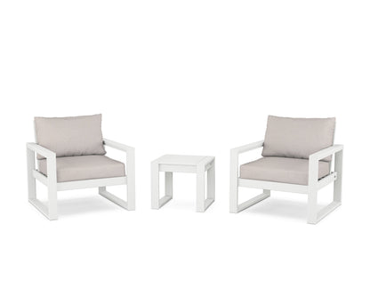 POLYWOOD® EDGE Sectional 3-Piece Deep Seating Set in White / Dune Burlap