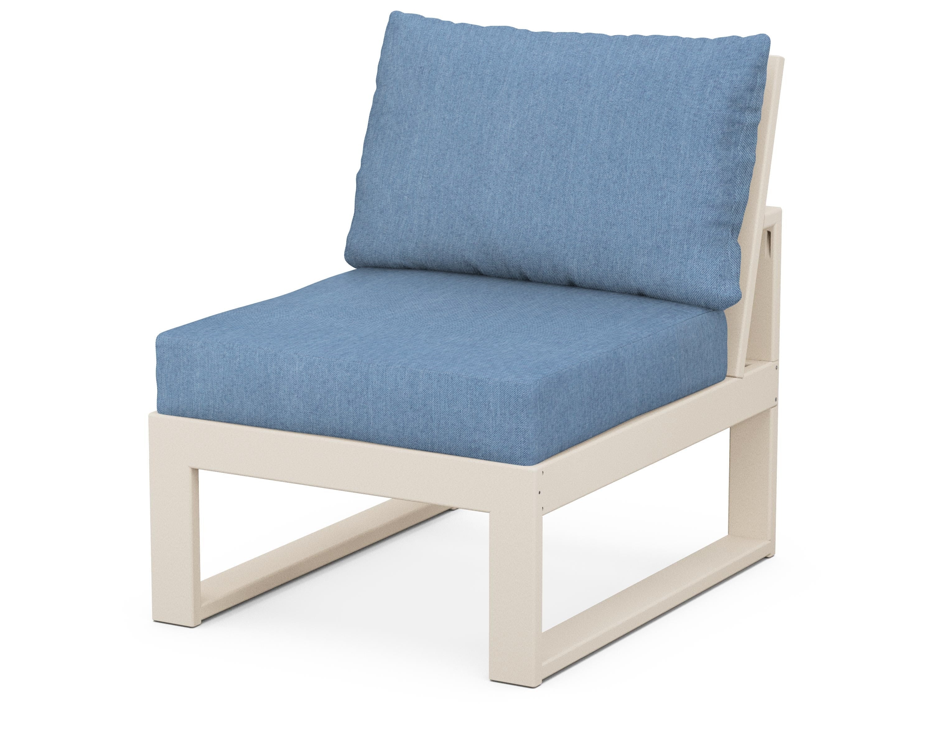 Unbranded Modular Armless Chair in Sand / Sky Blue