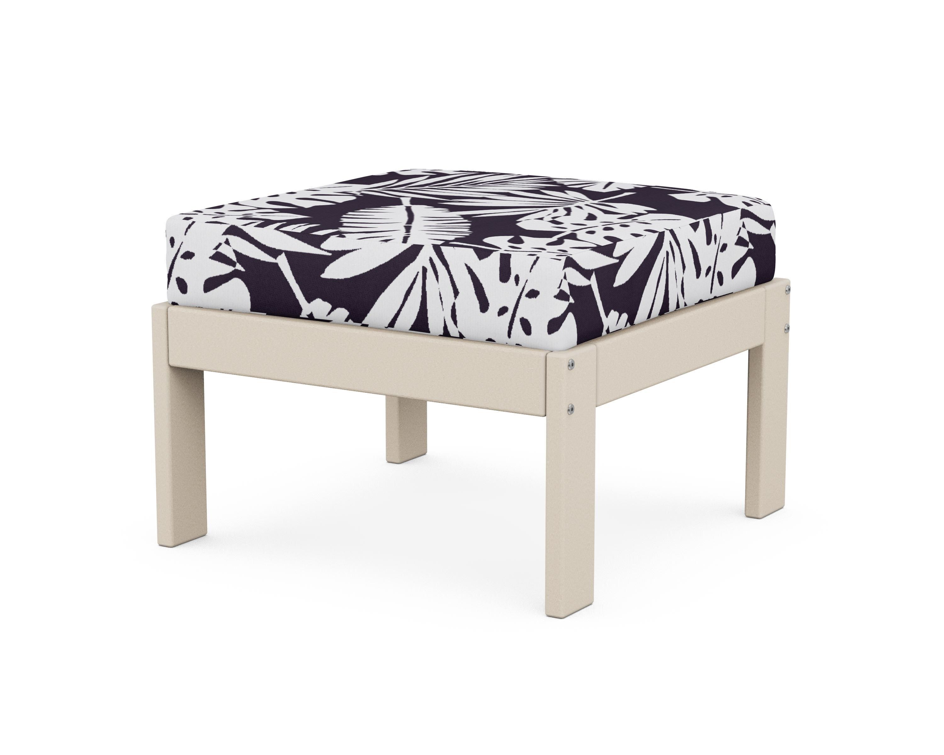 POLYWOOD® Vineyard Modular Ottoman in Sand / Leaf Navy