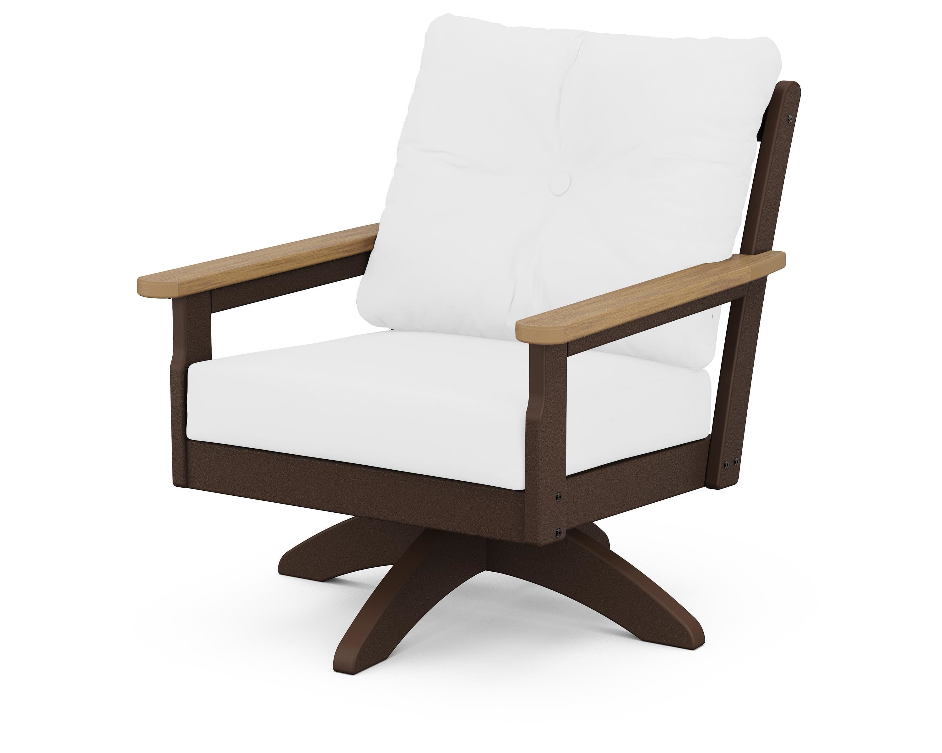 POLYWOOD® Vineyard Deep Seating Swivel Chair in Mahogany / Natural / Natural