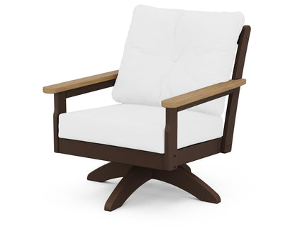 POLYWOOD® Vineyard Deep Seating Swivel Chair in Mahogany / Natural / Natural