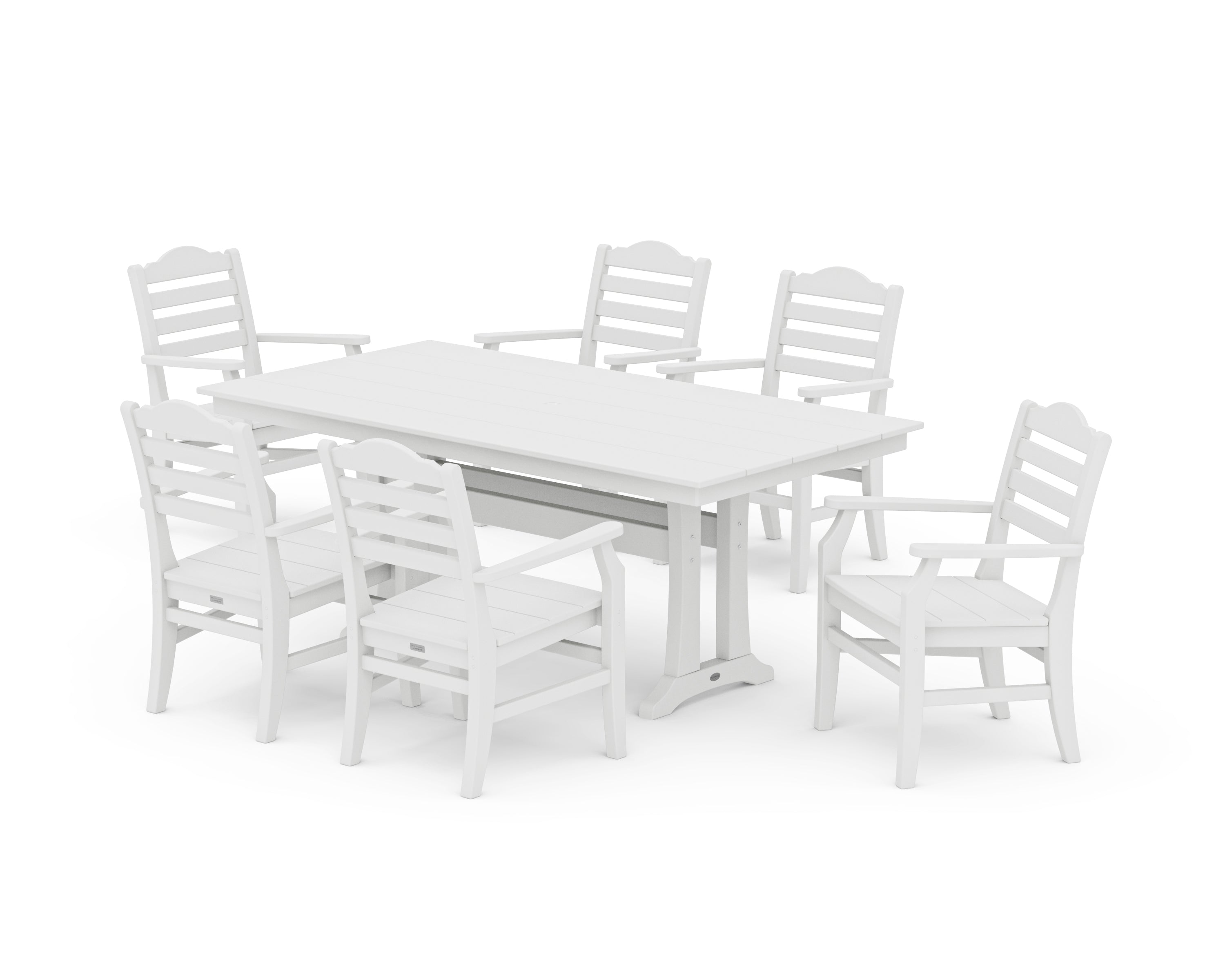 POLYWOOD® Savannah Arm Chair 7-Piece Farmhouse Dining Set with Trestle Legs in White