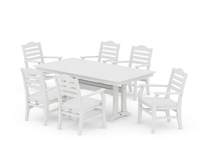 POLYWOOD® Savannah Arm Chair 7-Piece Farmhouse Dining Set with Trestle Legs in White