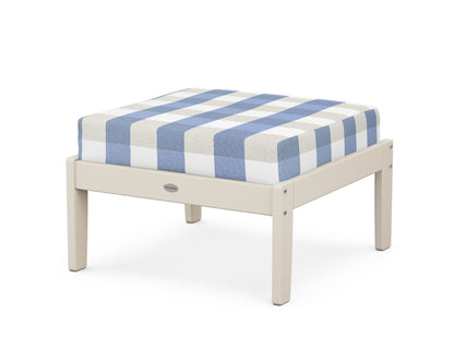 POLYWOOD® Braxton Deep Seating Ottoman in Sand / Buffalo Plaid Sky Blue