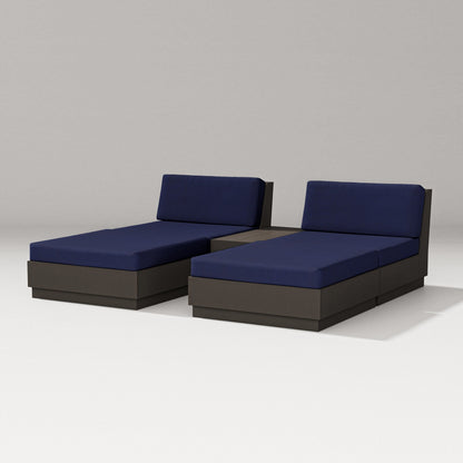 PW Designer Series Elevate Double Chaise Set in Vintage Coffee / Navy