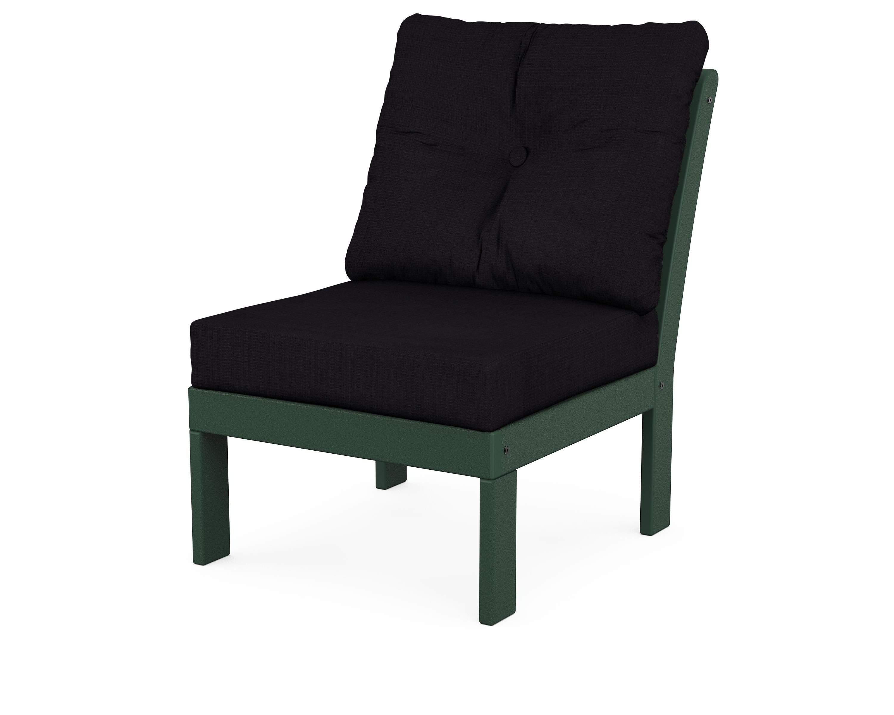 POLYWOOD® Vineyard Modular Armless Chair in Green / Midnight Linen