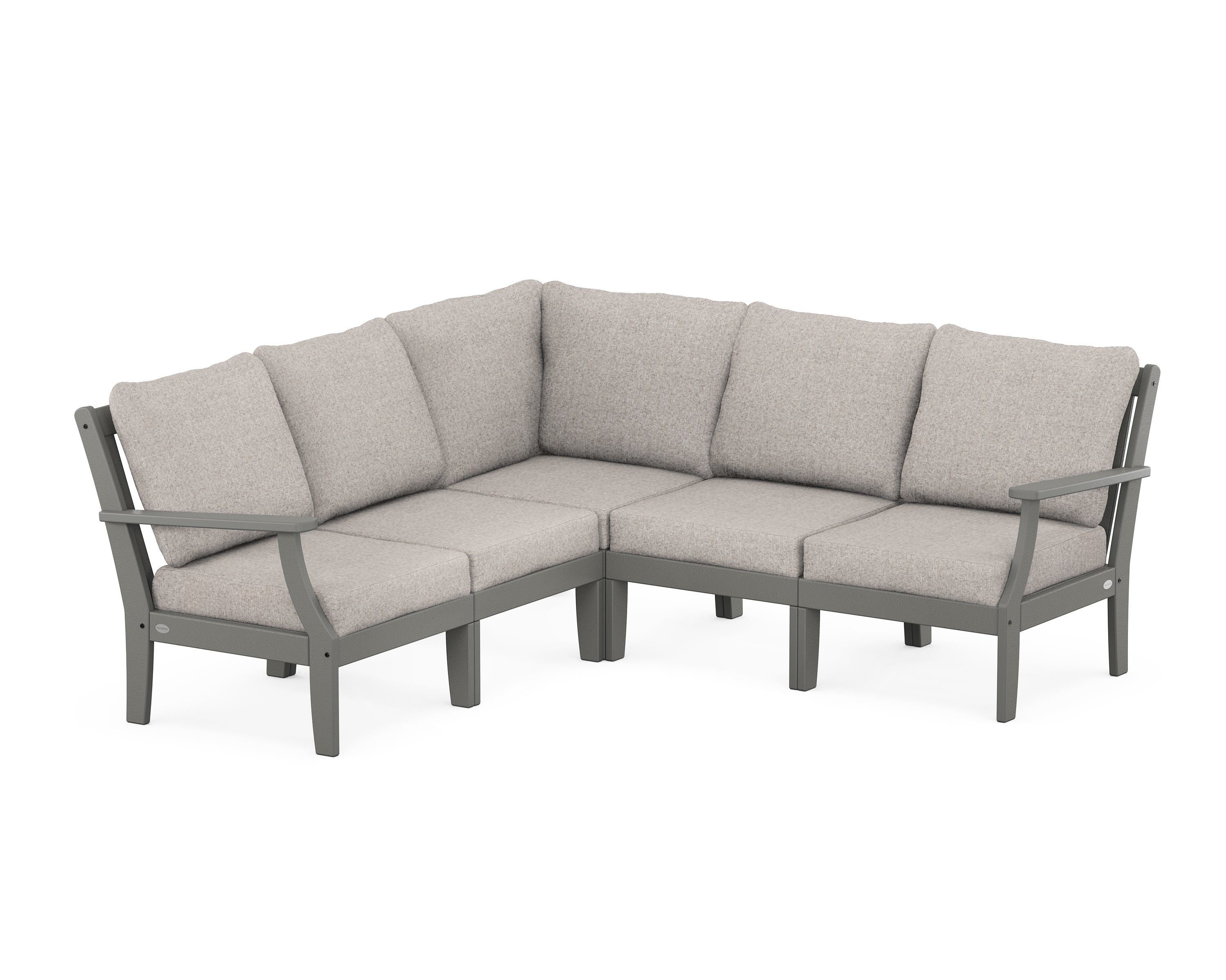 POLYWOOD® Braxton Modular 5-Piece Deep Seating Set in Slate Grey / Weathered Tweed