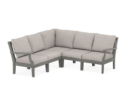 POLYWOOD® Braxton Modular 5-Piece Deep Seating Set in Slate Grey / Weathered Tweed