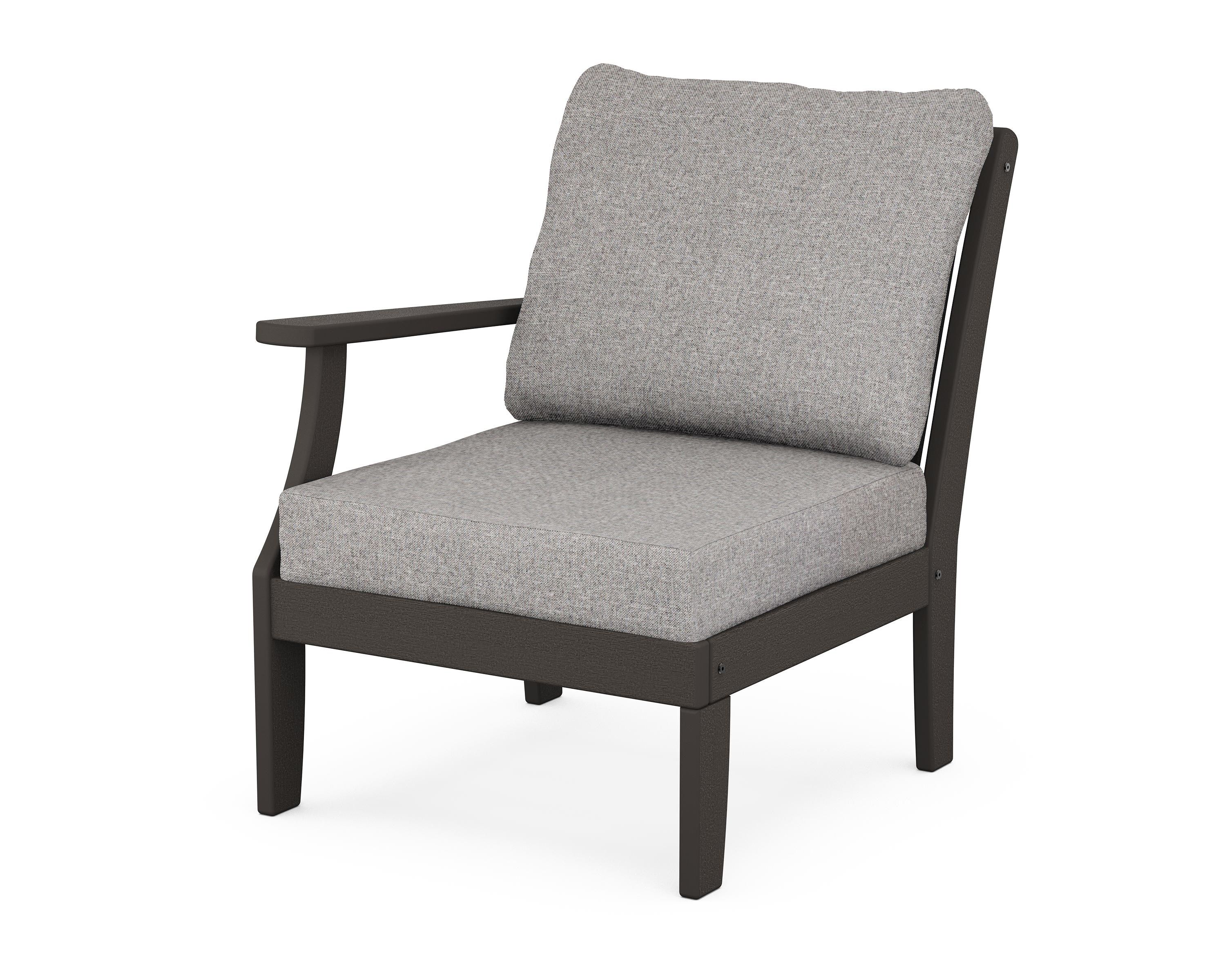 POLYWOOD® Braxton Modular Left Arm Chair in Vintage Coffee / Grey Mist