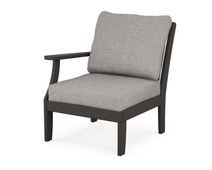POLYWOOD® Braxton Modular Left Arm Chair in Vintage Coffee / Grey Mist