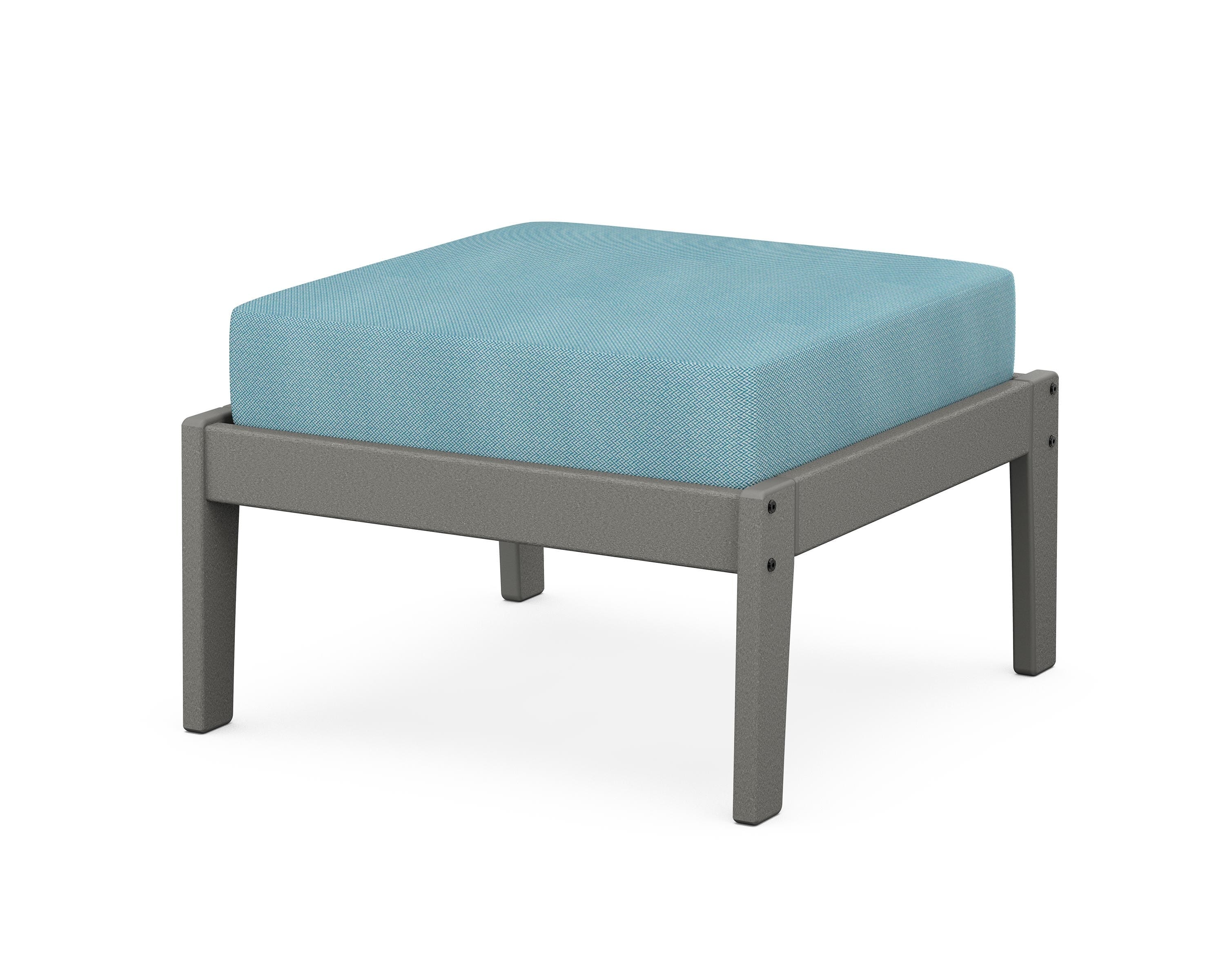 Unbranded Deep Seating Ottoman in Slate Grey / Lattice Sky Blue