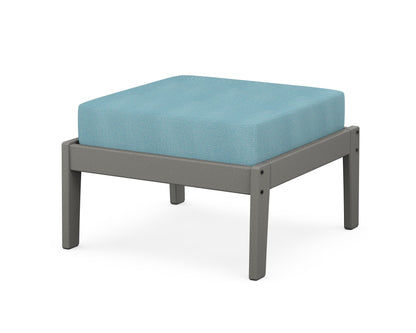 Unbranded Deep Seating Ottoman in Slate Grey / Lattice Sky Blue
