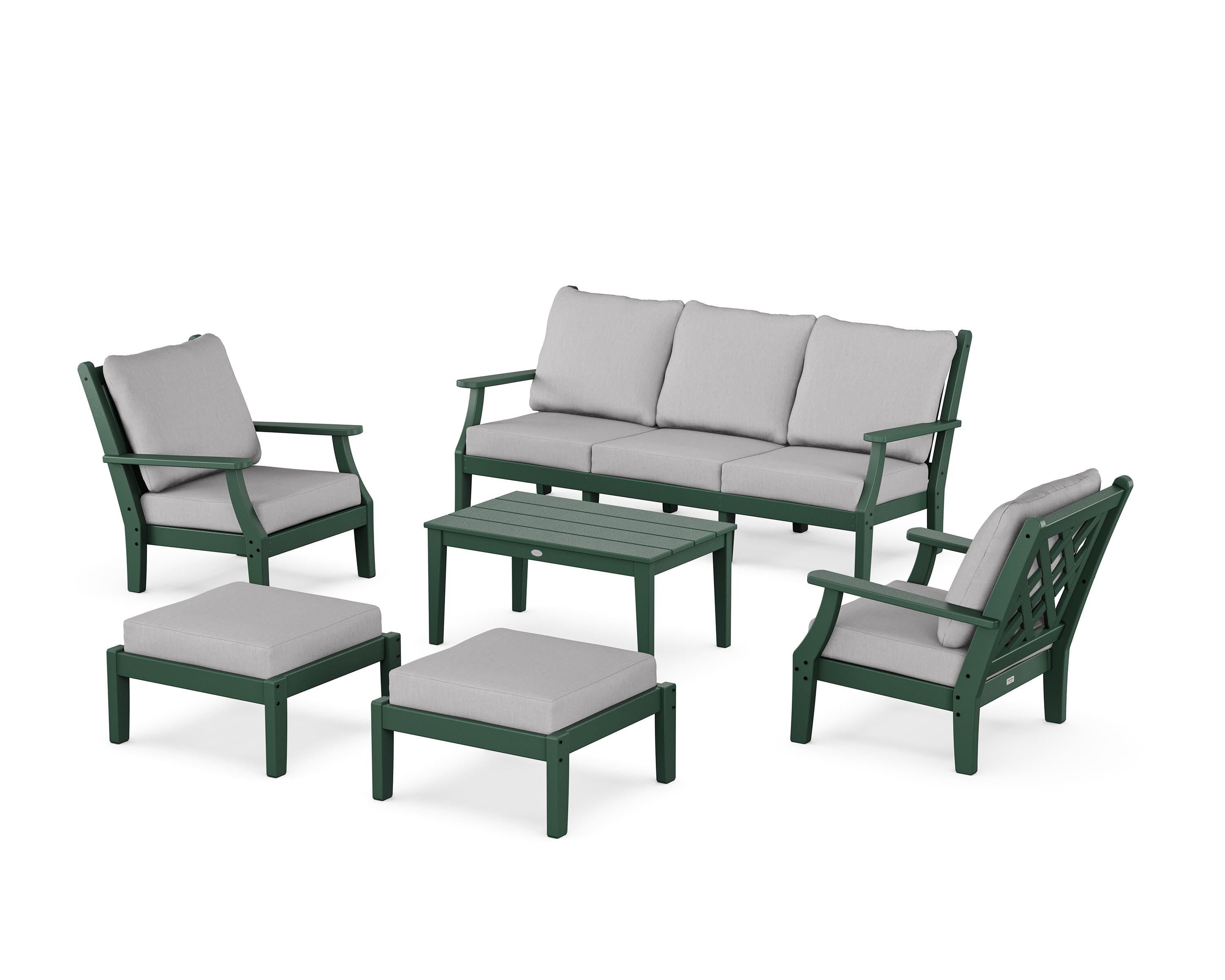Country Living Wovendale 6-Piece Lounge Sofa Set in Green / Granite