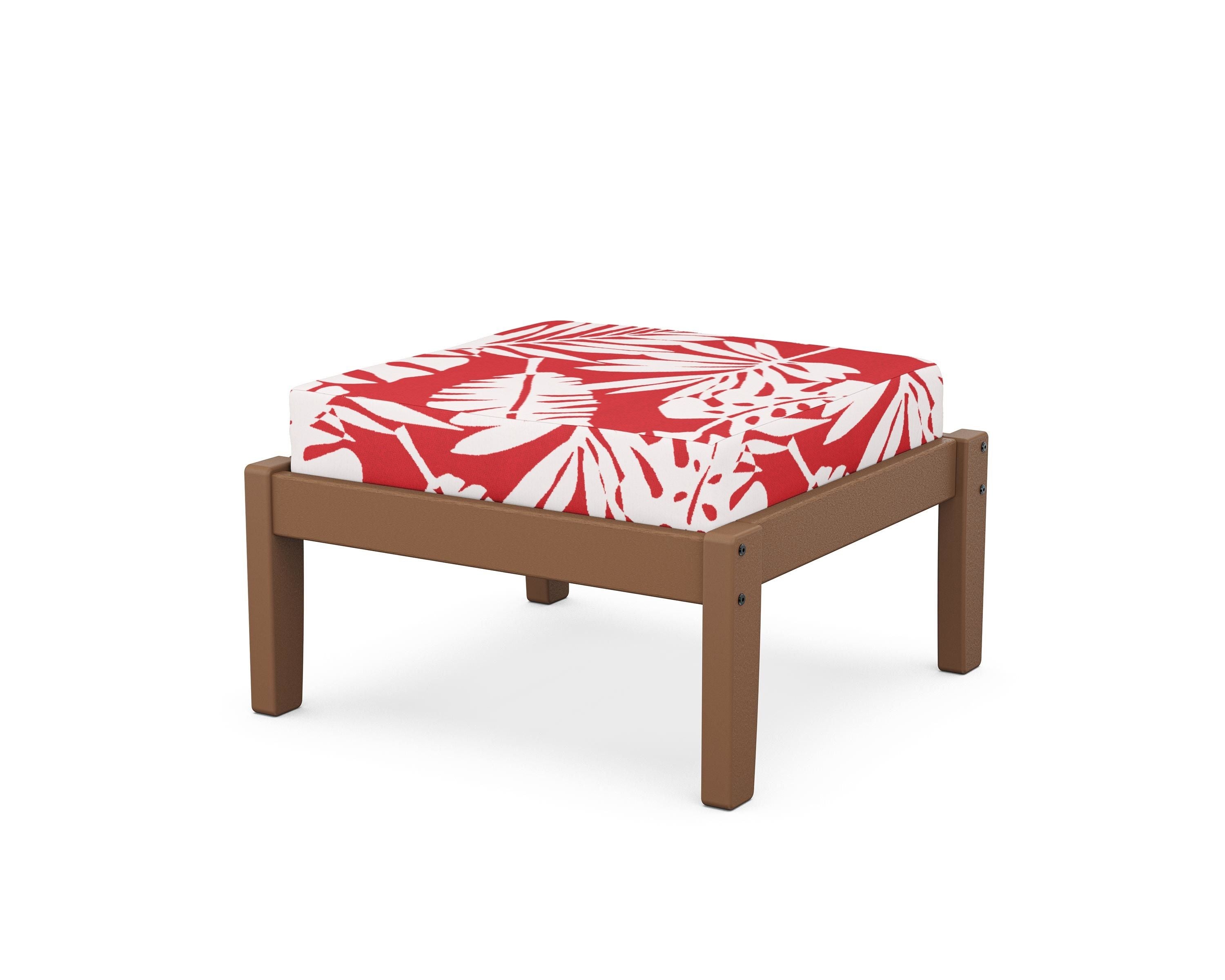 Unbranded Deep Seating Ottoman in Teak / Leaf Crimson