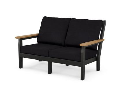 POLYWOOD® Chippendale Deep Seating Loveseat in Black / Natural / Midnight Linen