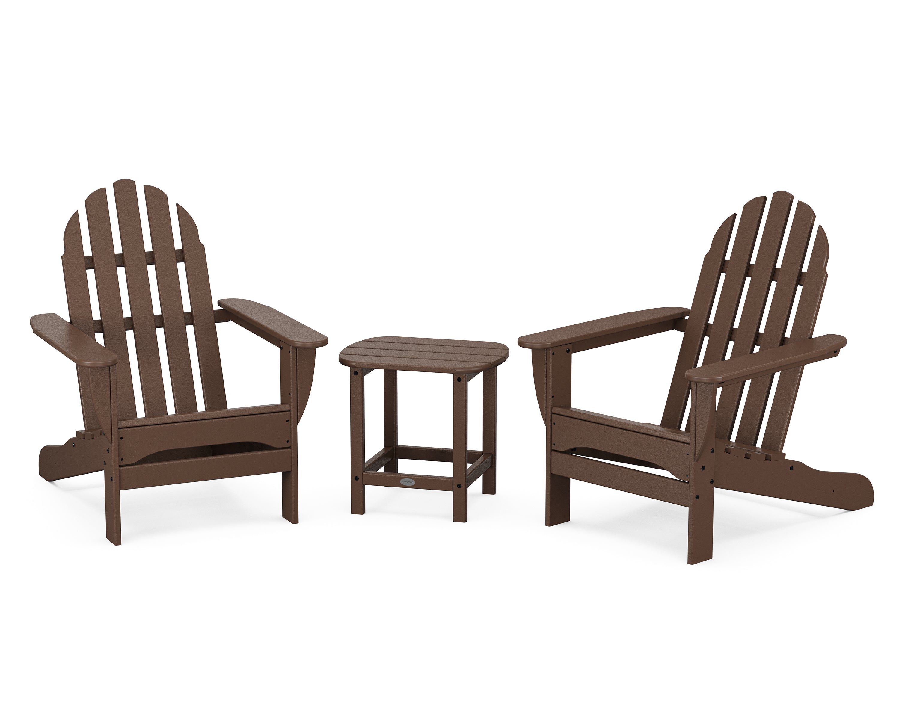 POLYWOOD® Classic Adirondack 3-Piece Set with South Beach 18" Side Table in Mahogany