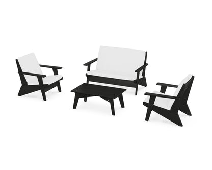 POLYWOOD® Riviera Modern Lounge 4-Piece Set in Black / Natural