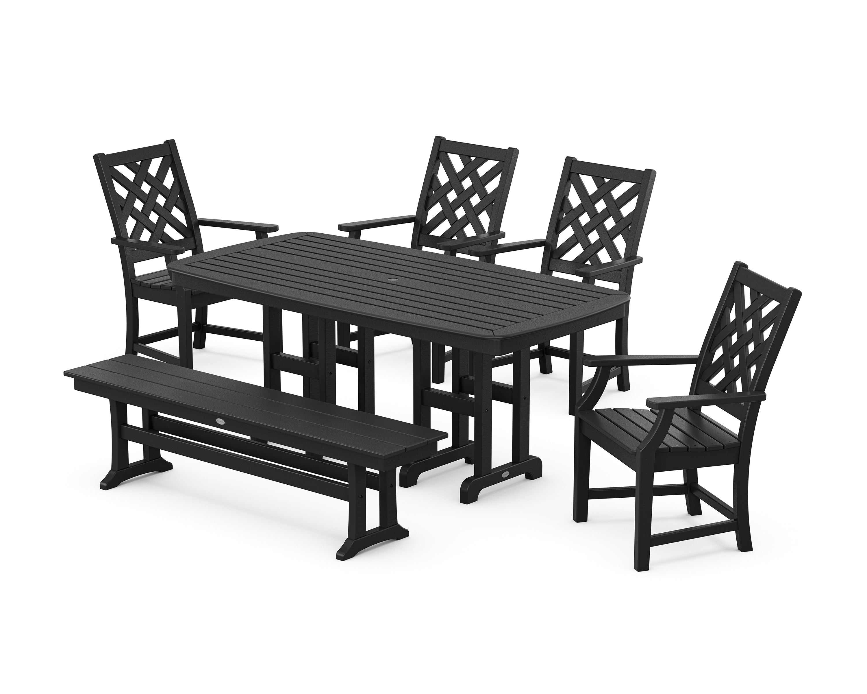Country Living Wovendale 6-Piece Farmhouse Dining Set with Bench in Black