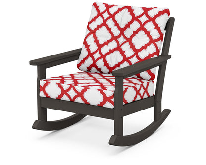 POLYWOOD® Vineyard Deep Seating Rocking Chair in Vintage Coffee / Trellis Crimson