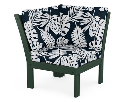 POLYWOOD® Vineyard Modular Corner Chair in Green / Leaf Marine Indigo
