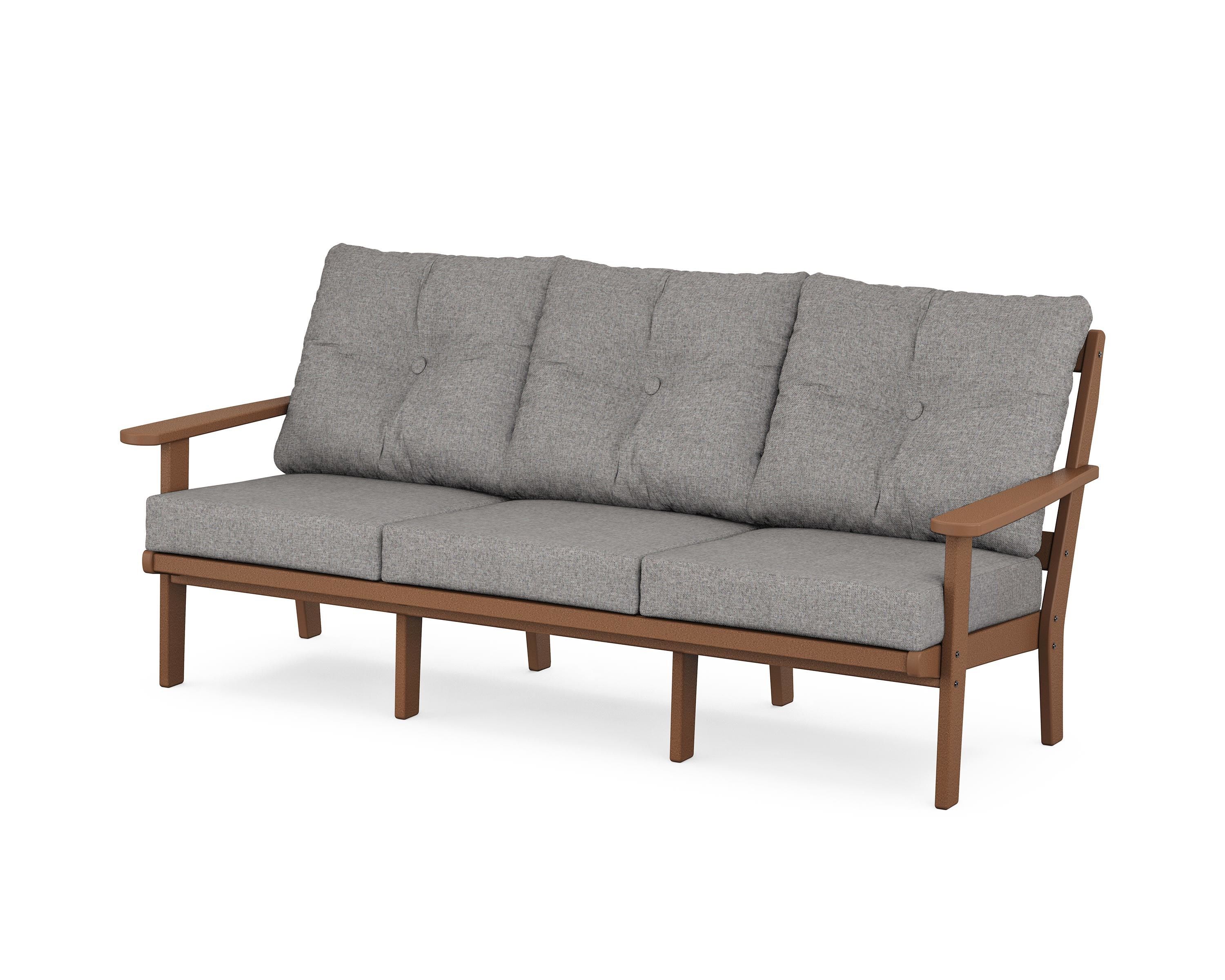 POLYWOOD® Mission Deep Seating Sofa in Teak / Grey Mist