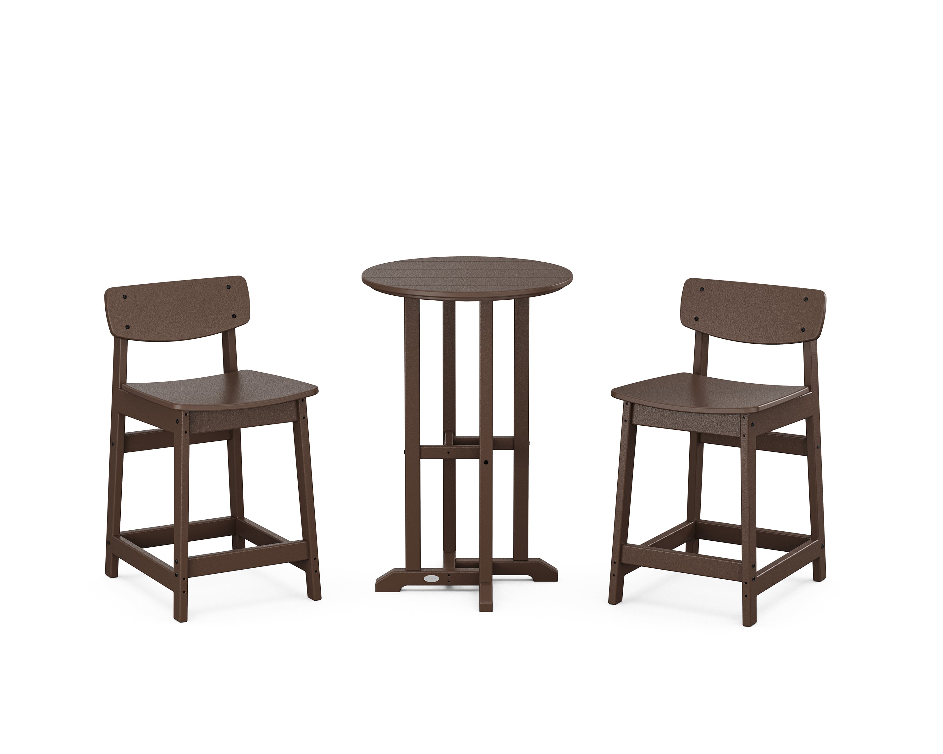 POLYWOOD® Modern Studio Urban Lowback 3-Piece Bistro Counter Set in Mahogany