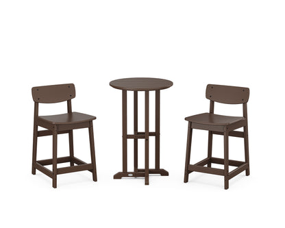 POLYWOOD® Modern Studio Urban Lowback 3-Piece Bistro Counter Set in Mahogany