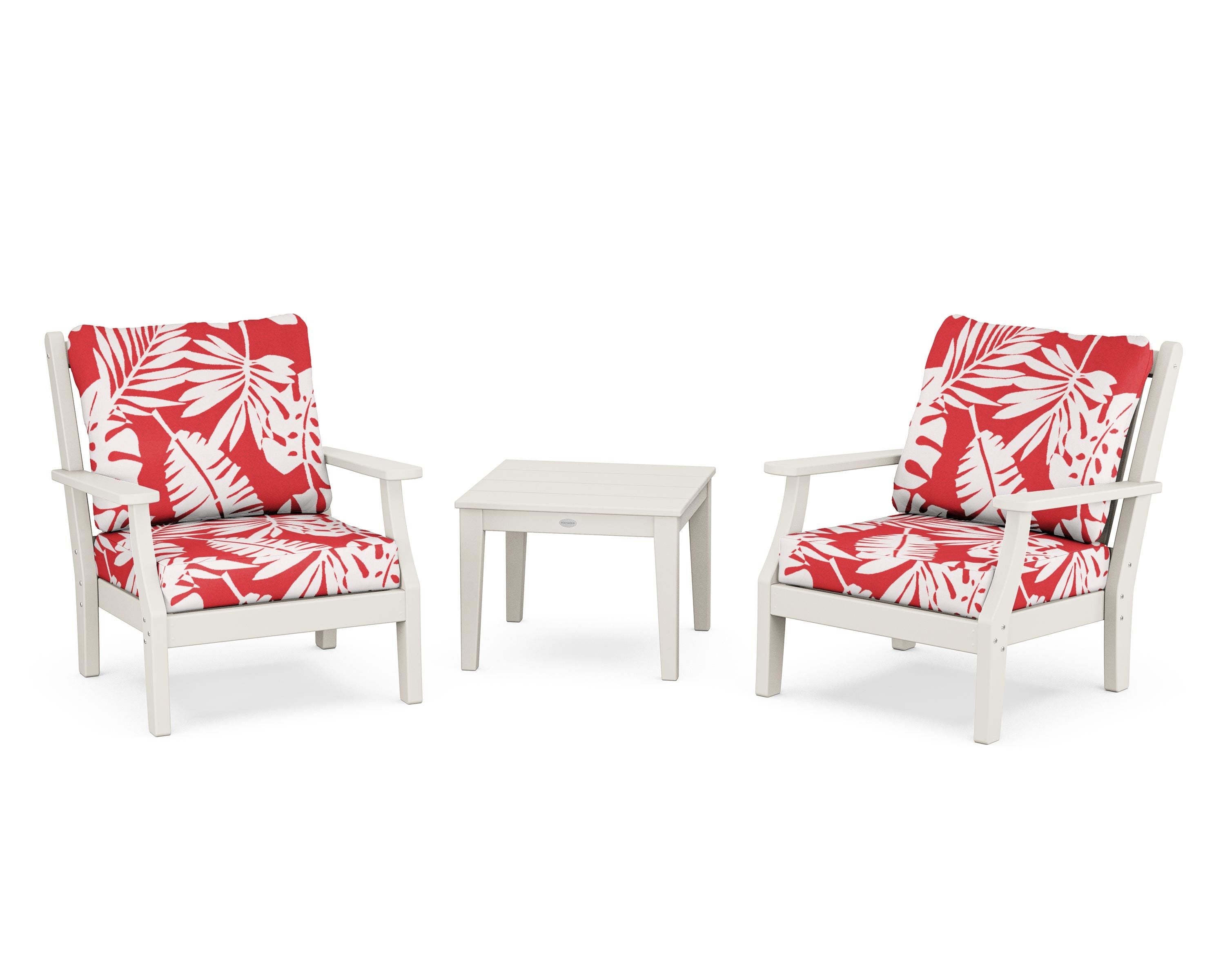 Country Living Wovendale 3-Piece Deep Seating Set in Sand / Leaf Crimson