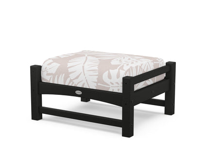 POLYWOOD® Club Ottoman in Black / Leaf Dune Burlap
