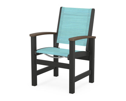 POLYWOOD® Coastal Dining Chair in Black / Kona / Dupioni Aquamarine Sling