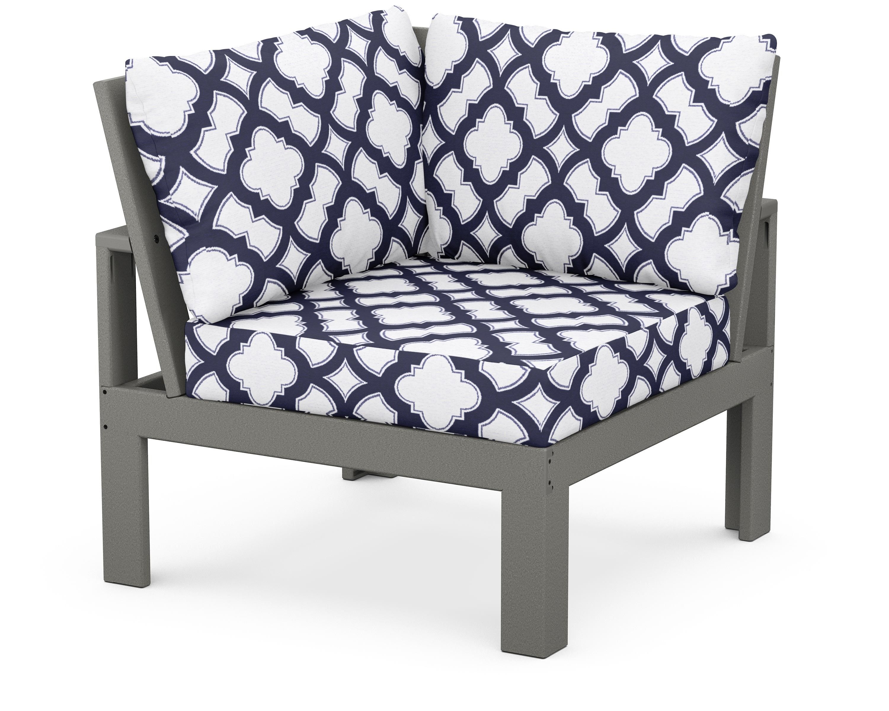Unbranded Modular Corner Chair in Slate Grey / Trellis Navy