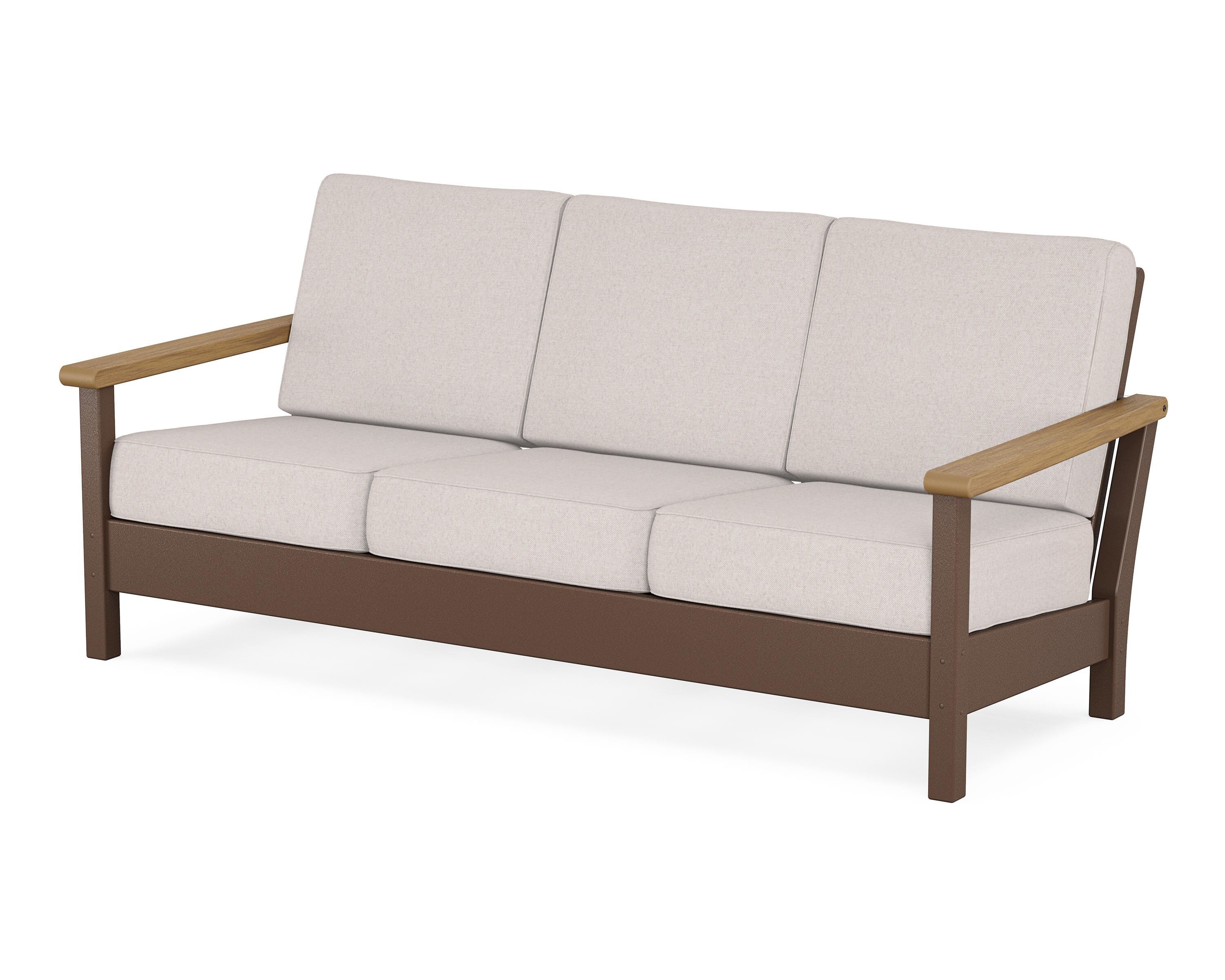 POLYWOOD® Harbour Deep Seating Sofa in Mahogany / Natural / Dune Burlap