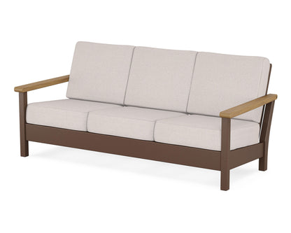 POLYWOOD® Harbour Deep Seating Sofa in Mahogany / Natural / Dune Burlap