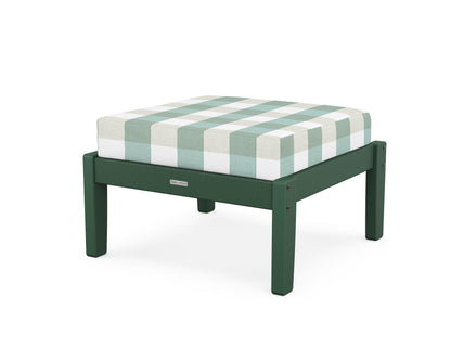 Martha Stewart by POLYWOOD® Chinoiserie Deep Seating Ottoman in Green / Buffalo Plaid Glacier Spa