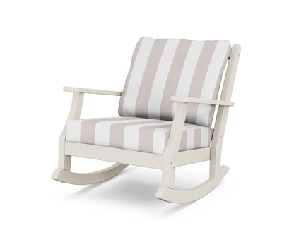 Country Living Wovendale Deep Seating Rocking Chair in Sand / Cabana Stripe Dune Burlap